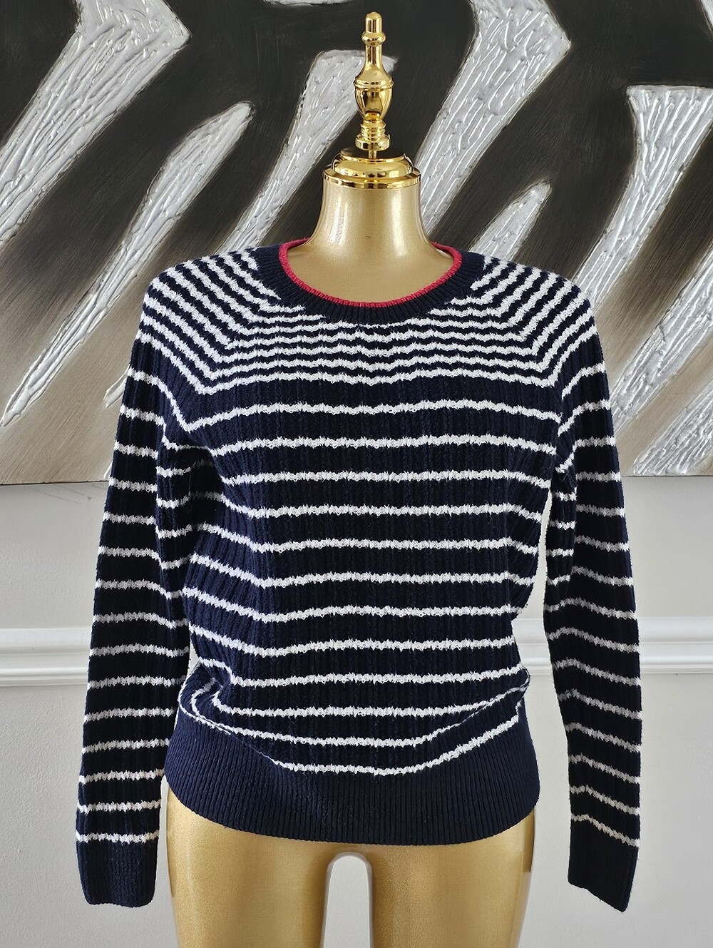 Old Navy Navy & White Striped Knit Sweater Size S